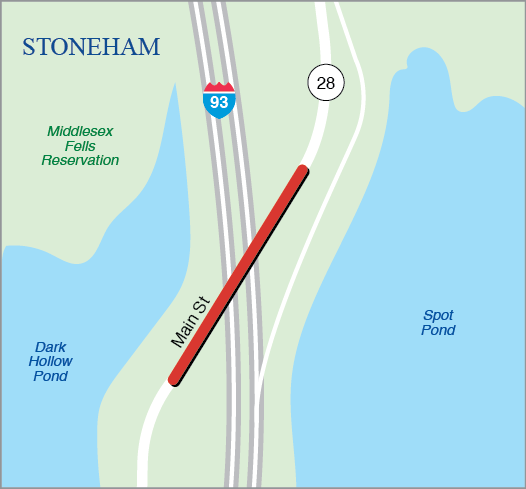 Stoneham: Deck Replacement and Superstructure Repairs, S-27-006 (2L2), Route 28 (Fellsway West) over 
Interstate 93